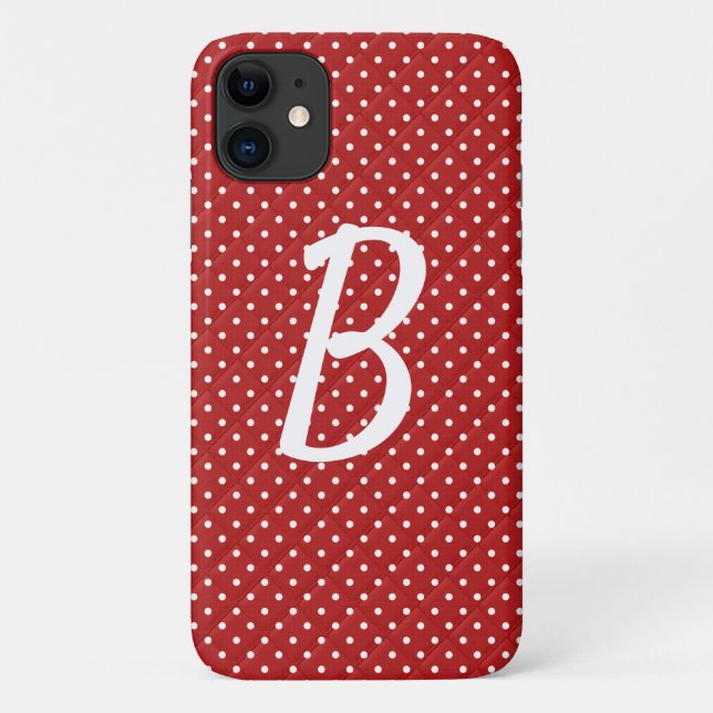 weiße Punkte auf rotem Monogramm Case-Mate iPhone Hülle (Rückseite)