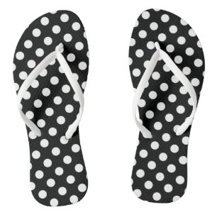 Weiße Punkte auf Schwarz Flip Flops