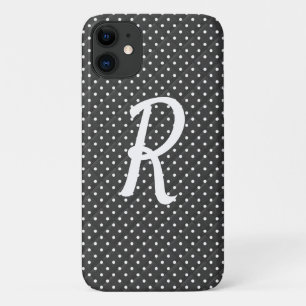 weiße Punkte auf schwarzem Monogramm Case-Mate iPhone Hülle