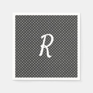 weiße Punkte auf schwarzem Monogramm Serviette