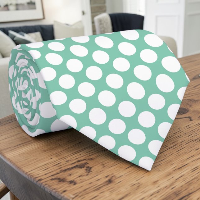 Weiße Punkte auf tealfarbenem maßgeschneidertem Sc Krawatte (Von Creator hochgeladen)