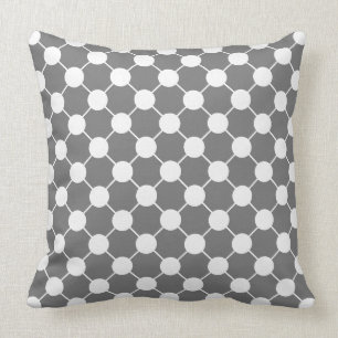 WEISSE PUNKTE DES CHIC-PILLOW_RETRO AUF GRAU. DIY KISSEN