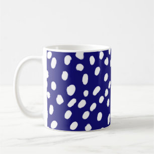 Weiße Punkte Dunkelblau Kaffeetasse