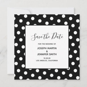 Weiße Punkte Elegante Kalligrafie Save-the-Date-Ka Save The Date