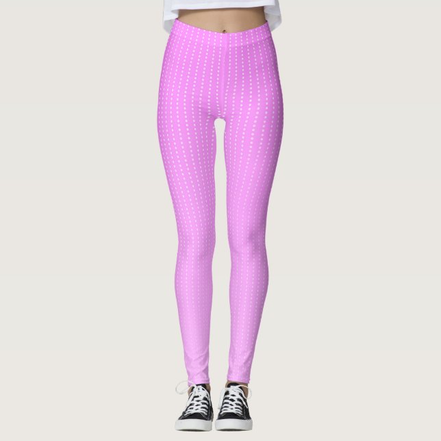 Weiße Punkte rosa Muster Leggings (Vorderseite)