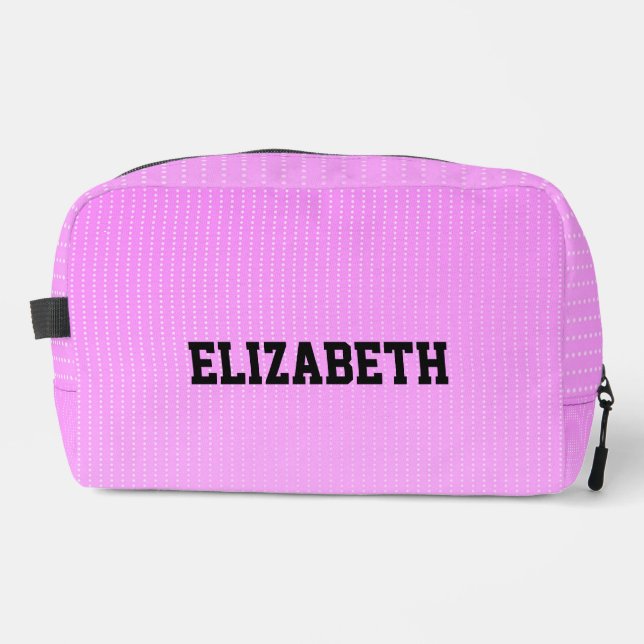 Weiße Punkte rosa Muster Waschbeutel (Vorderseite)