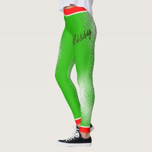 Weiße Punktmuster auf Grün mit Ihrem Namen Leggings