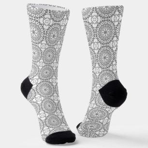 Weiße Quadrate auf hellgrauem Hintergrund Socken