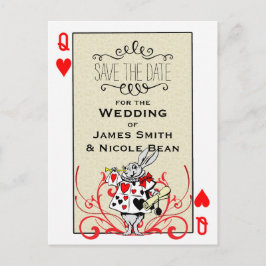 Weiße Rabbit Queen of Hearts Wonderland Rett Date Ankündigungspostkarte