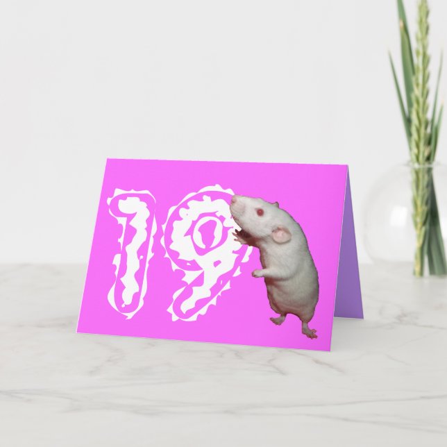 Weiße Ratte 19. Geburtstagskarte Karte (Vorderseite)