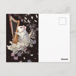 Weiße Ratte Fantasy-Postkarte – Elegant & Minimal Postkarte
