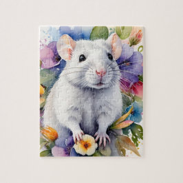Weiße Ratten-Maus-Familien-Haustier-Porträt Puzzle