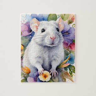Weiße Ratten-Maus-Familien-Haustier-Porträt Puzzle