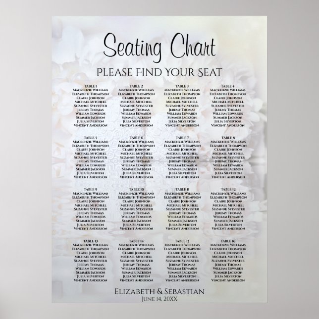 Weiße Reflektionen 16 Tabelle Hochsitzdiagramm Poster (Vorne)