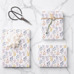 Weiße RegenbogenBlätter Geschenkpapier Set