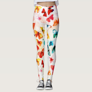 Weiße Regenbogenwälder Butterfly Wasserfarbe Leggings