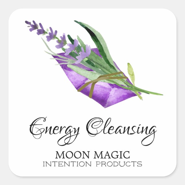 Weiße Reinigungs-Absicht Candle Square Labels Quadratischer Aufkleber (Vorderseite)