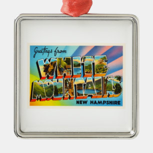 Weiße Reise-Andenken des GebirgsNew Hampshire-NH Silbernes Ornament