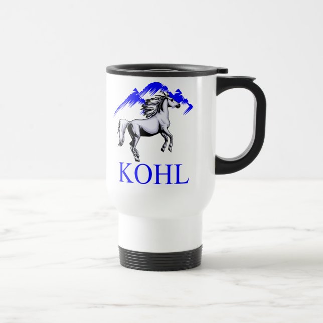 Weiße Reise-Tasse mit Kohl-Logo Reisebecher (Rechts)