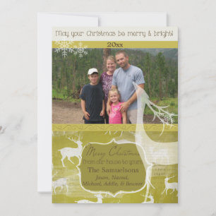 Weiße Rentiere auf der Green Foto Holiday Card Feiertagskarte