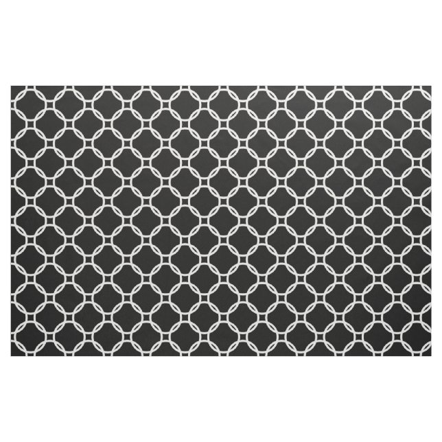 Weiße Retro-Chic moderne Kreise Muster auf Schwarz Stoff (Fat Quarter (45,7 x 55,9 cm))