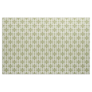 Weiße Retro-Chic-Quadrate-Muster auf Olive Green Stoff
