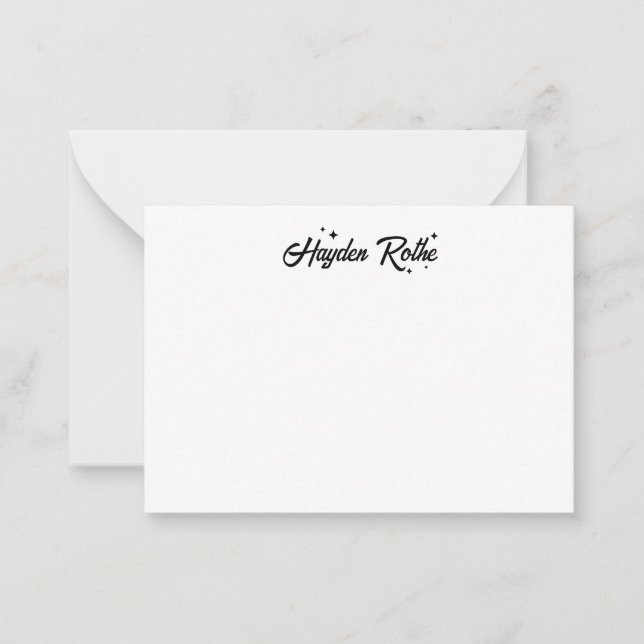 Weiße Retro-Kalligrafie Mitteilungskarte (Vorderseite)