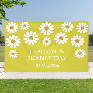 Weiße Retro Moderne Daisy Blume Maßgeschneidert Ge Banner