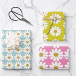 Weiße Retro Moderne Daisy-Blume Muster kundenspezi Geschenkpapier Set