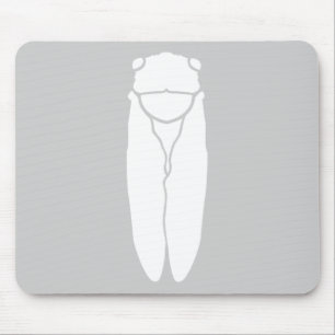 Weiße Retro-Zikade Insekten Druck Mousepad
