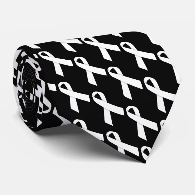 Weiße Ribbons Krawatte (Gerollt)