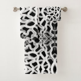 Weiße Rohrleitung auf schwarz Badhandtuch Set