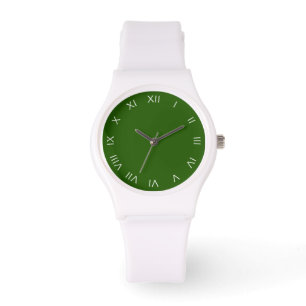 Weiße römische Zahlen auf grünem Wett Armbanduhr