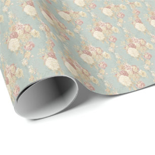 Weiße rosa blaue Blumen Hochzeitsshower  Geschenkpapier