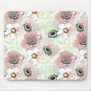 Weiße, rosa Blume. Mousepad
