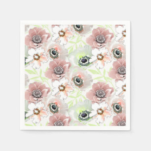 Weiße, rosa Blume. Serviette