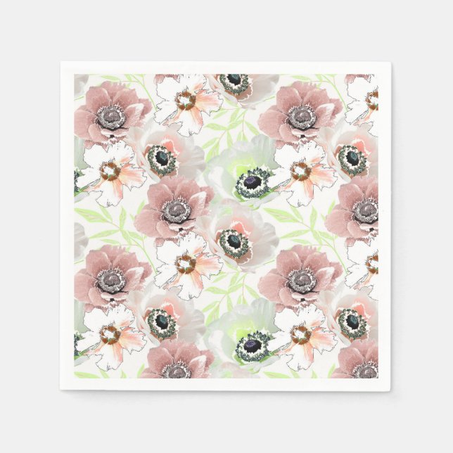 Weiße, rosa Blume. Serviette (Vorderseite)