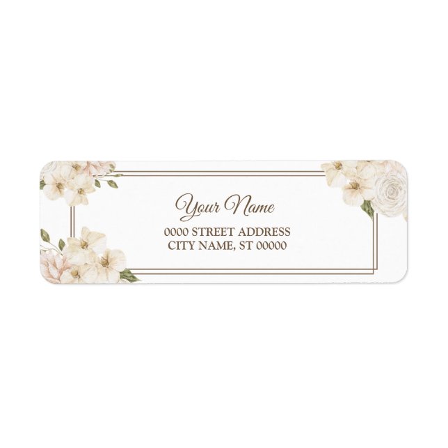 Weiße rosa florale moderne Hochzeit-Rücksendeadres (Vorne)