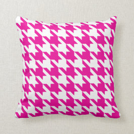 Weiße rosa Fuchsia Pied De Poule Houndstooth Kissen