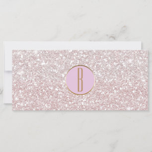 Weiße rosa glitzernde Goldmonogramm-Geschenkkarte