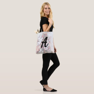 Weiße rosa Kirschblütenzeichnung Monogramm vintage