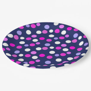 Weiße Rosa Lila Blaue Kreise Bälle Papier Teller