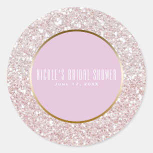 Weiße Rosa Rose Gold Glitter Glam Hochzeitsgunstbe Runder Aufkleber