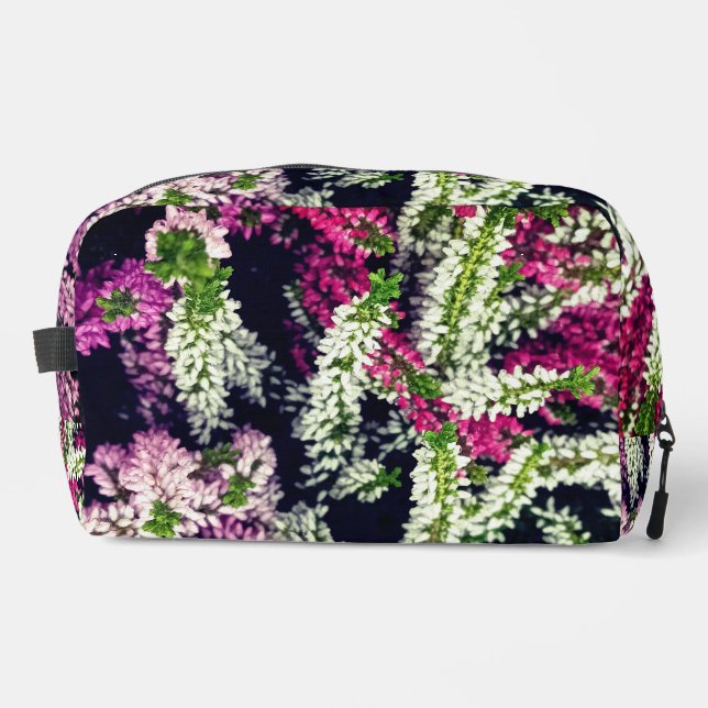 Weiße, rosa und violette Blumen Waschbeutel (Vorderseite)