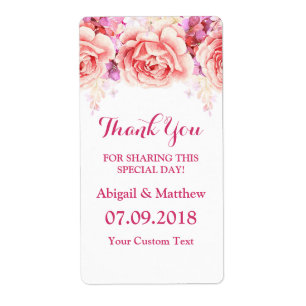 Weiße rosa Wasserfarben-Blumen-Hochzeitsetiketten
