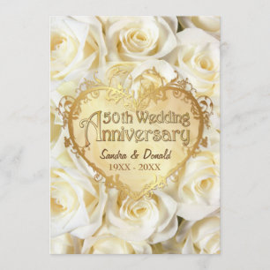 Weiße Rose 50. Hochzeitstag Einladung