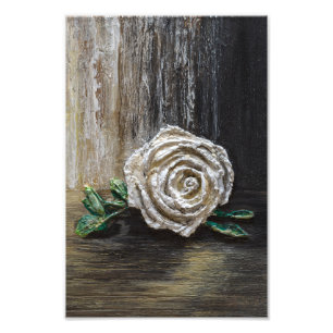 Weiße Rose Acrylmalerei Fotodruck