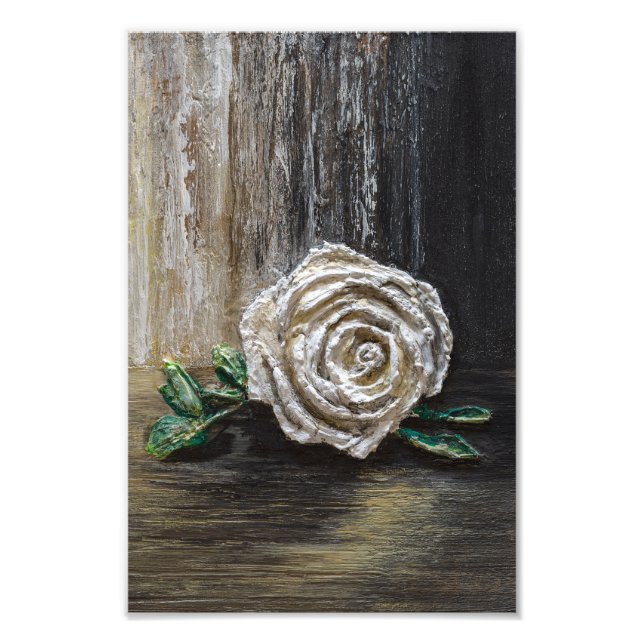 Weiße Rose Acrylmalerei  Fotodruck (Vorne)