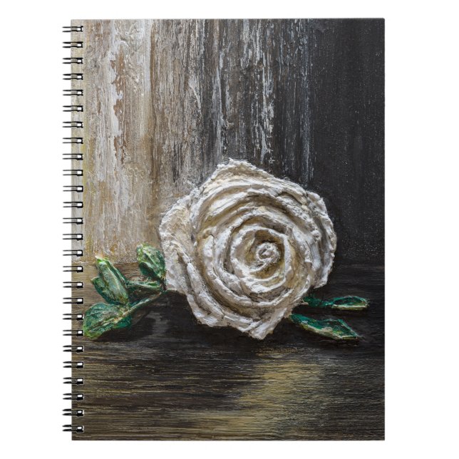 Weiße Rose Acrylmalerei  Notizblock (Vorderseite)