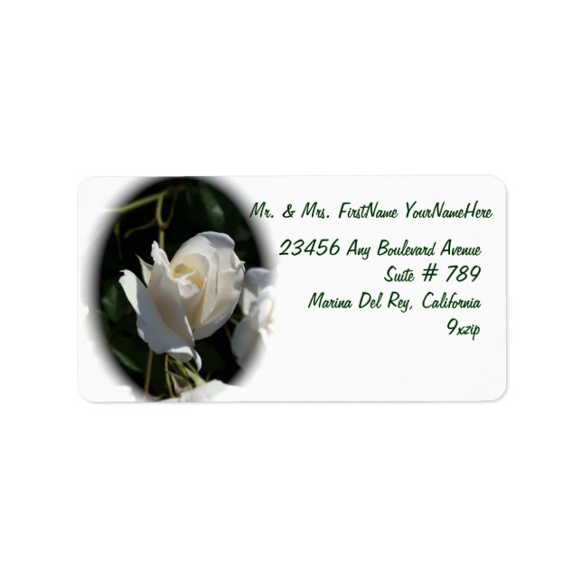 Weiße Rose Adressaufkleber (Vorne)